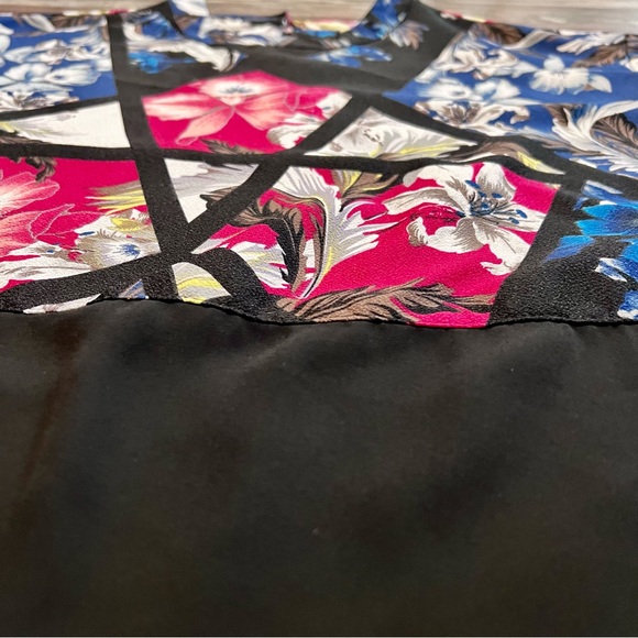 ASOS Womens Color Blocked Hawaiian Geometric Mixed Media Top US Size 6 Pink Blue - Picture 7 of 16